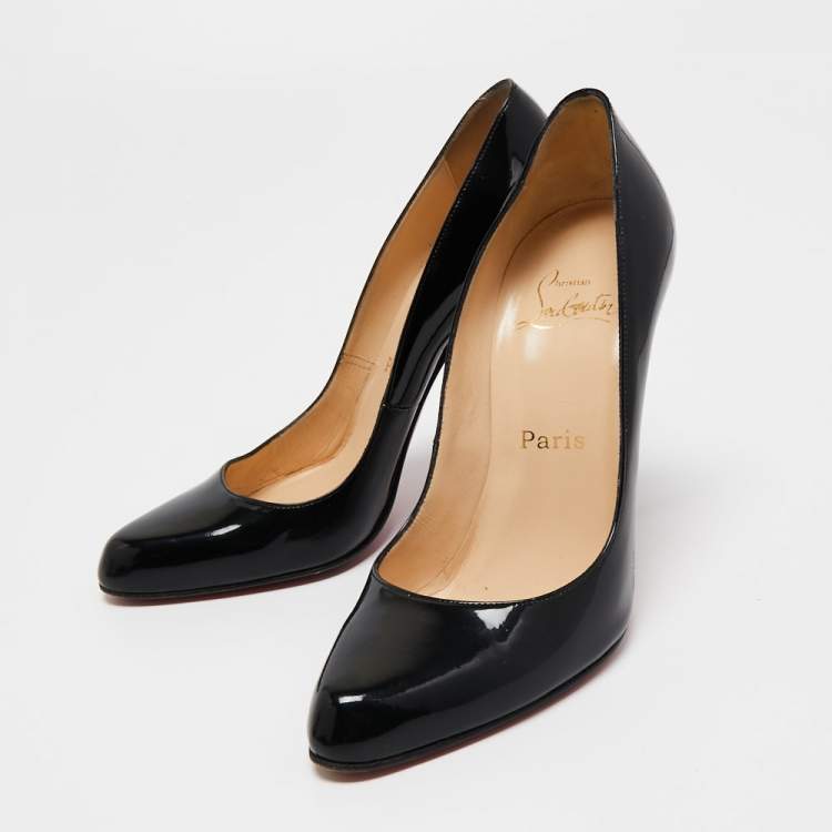 Pre Owned Christian Louboutin Black Patent Leather Ron Ron Pumps Size 38