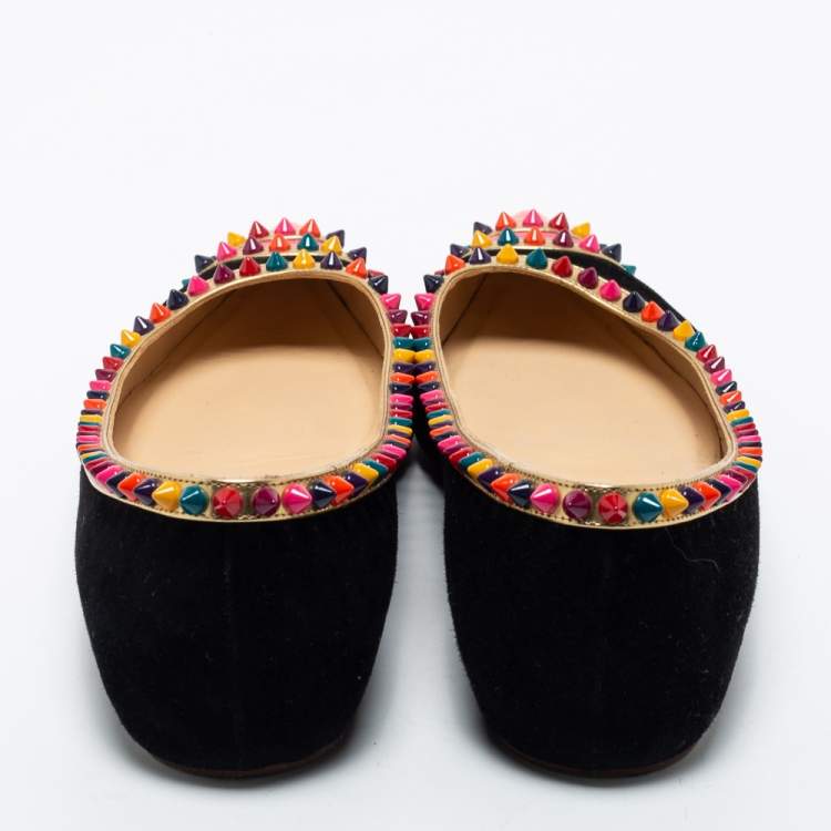 Pre Owned Christian Louboutin Tricolor Suede and Leather Malabar Hill Ballet Flats Size 39.5