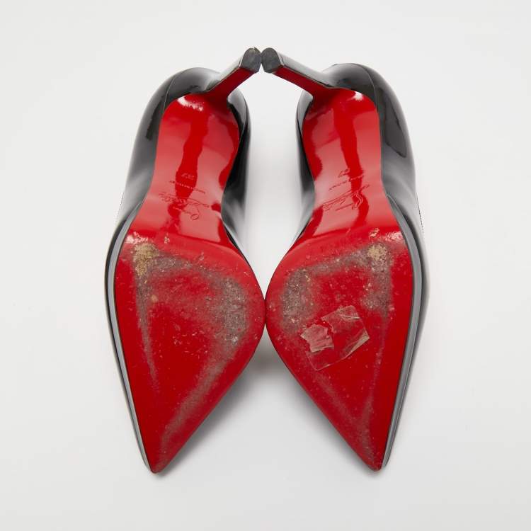 Pre Owned Christian Louboutin Black Patent Leather Pigalle Plato Platform Pumps Size 37