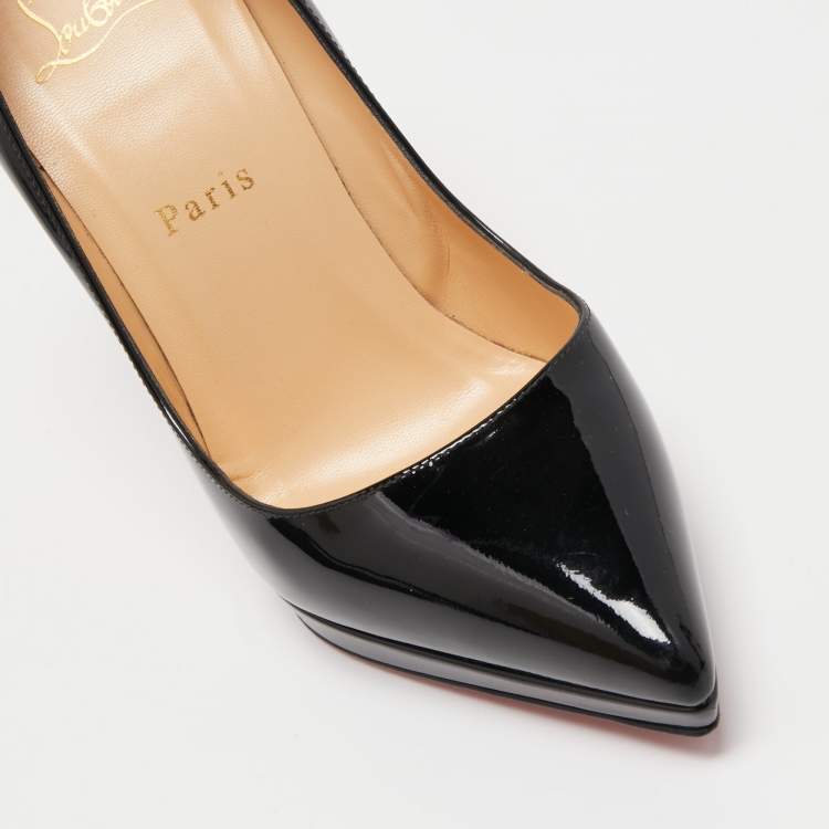 Pre Owned Christian Louboutin Black Patent Leather Pigalle Plato Platform Pumps Size 37
