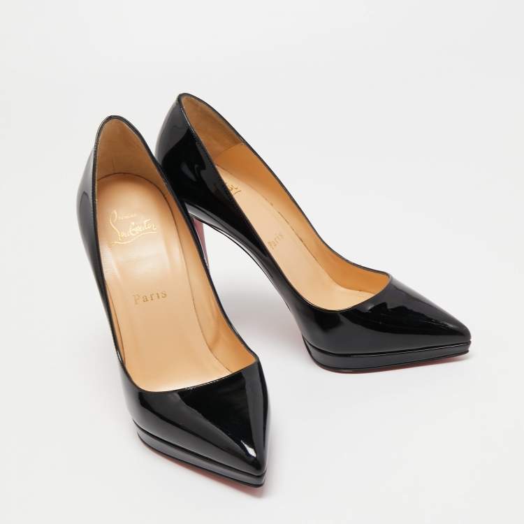 Pre Owned Christian Louboutin Black Patent Leather Pigalle Plato Platform Pumps Size 37