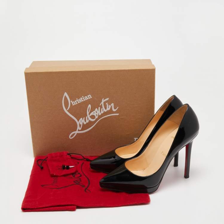 Pre Owned Christian Louboutin Black Patent Leather Pigalle Plato Platform Pumps Size 37