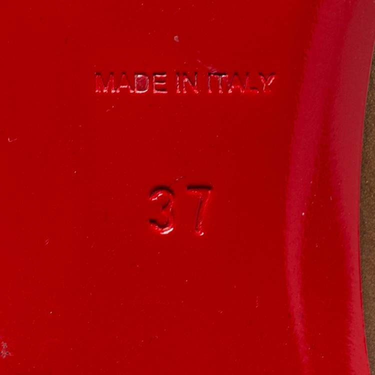 Pre Owned Christian Louboutin Bronze Leather Bow Round Toe Pumps Size 37