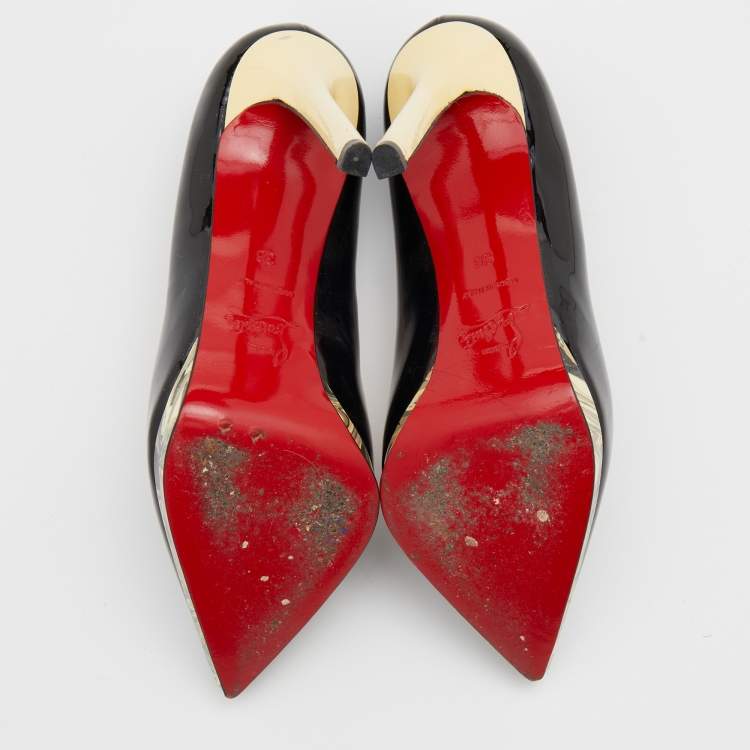 مملوكة مسبقًا Christian Louboutin Black Patent Leather Pointed Toe Pumps Size 36