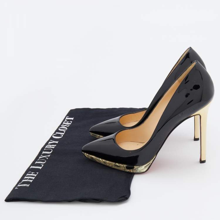 مملوكة مسبقًا Christian Louboutin Black Patent Leather Pointed Toe Pumps Size 36
