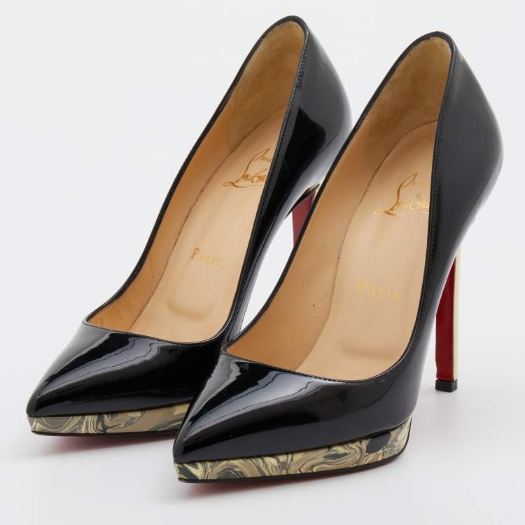 مملوكة مسبقًا Christian Louboutin Black Patent Leather Pointed Toe Pumps Size 36