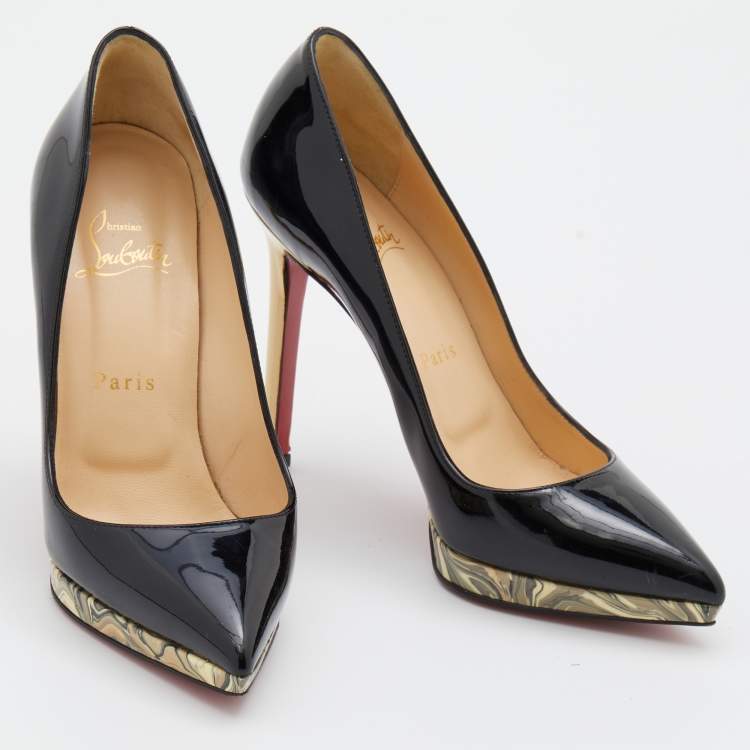 مملوكة مسبقًا Christian Louboutin Black Patent Leather Pointed Toe Pumps Size 36