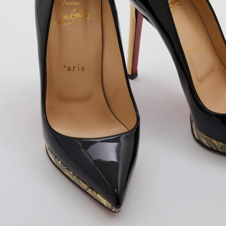 مملوكة مسبقًا Christian Louboutin Black Patent Leather Pointed Toe Pumps Size 36