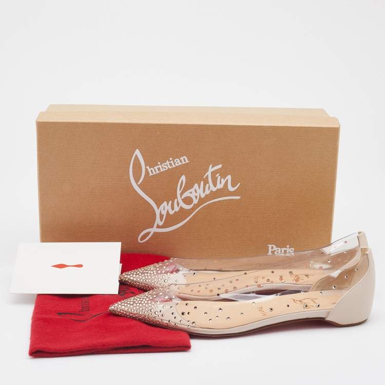 مملوكة مسبقًا Christian Louboutin Transparent/Beige PVC and Leather Degrastrass Ballet Flats Size 39