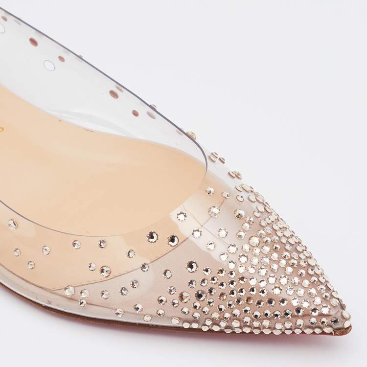 مملوكة مسبقًا Christian Louboutin Transparent/Beige PVC and Leather Degrastrass Ballet Flats Size 39