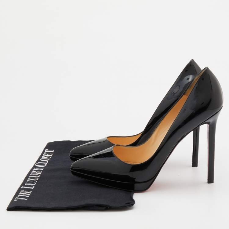 Pre Owned Christian Louboutin Black Patent Leather Pigalle Plato Pumps Size 39
