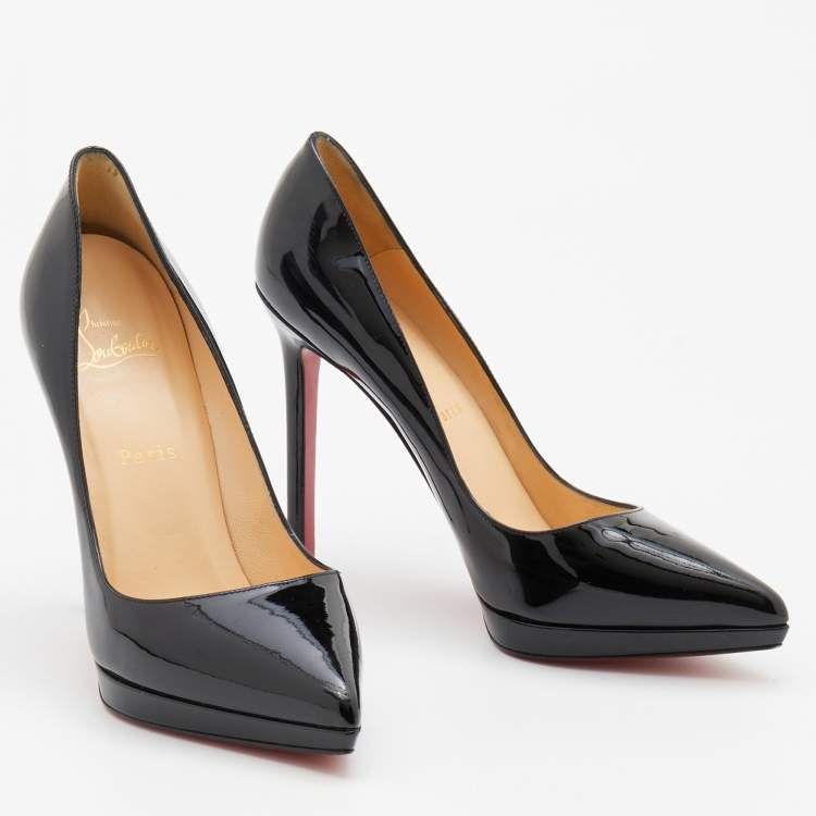 Pre Owned Christian Louboutin Black Patent Leather Pigalle Plato Pumps Size 39