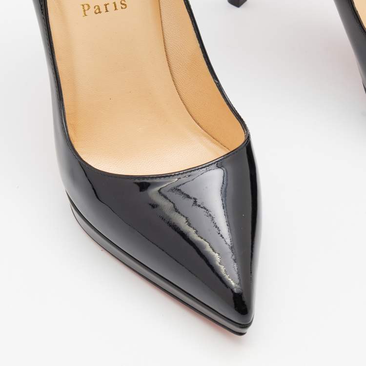 Pre Owned Christian Louboutin Black Patent Leather Pigalle Plato Pumps Size 39