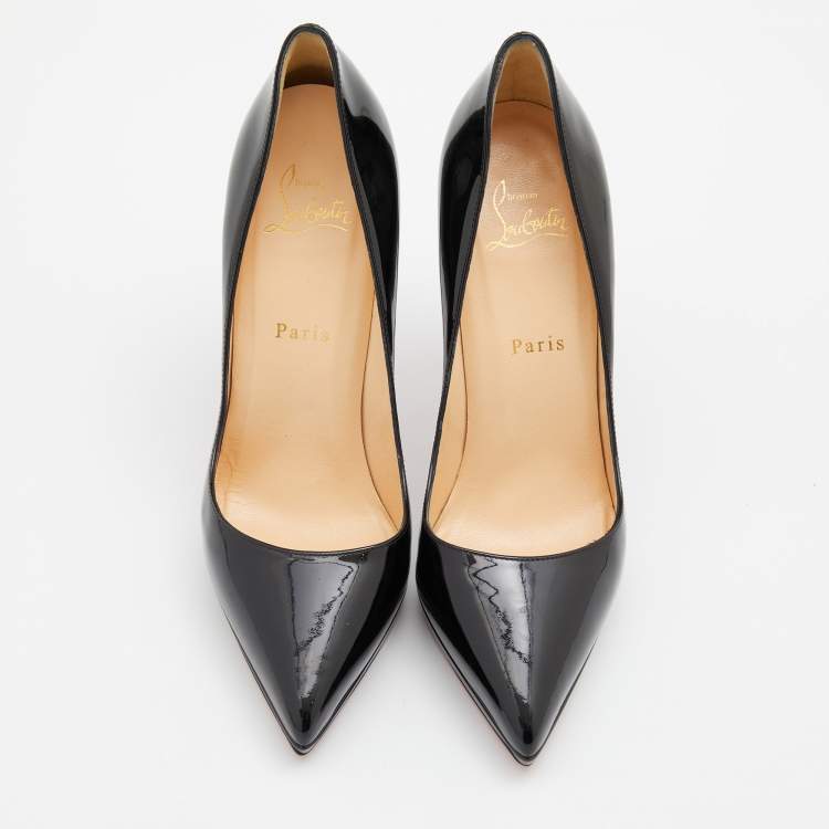 Pre Owned Christian Louboutin Black Patent Leather Pigalle Plato Pumps Size 39