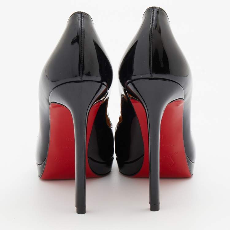 Pre Owned Christian Louboutin Black Patent Leather Pigalle Plato Pumps Size 39