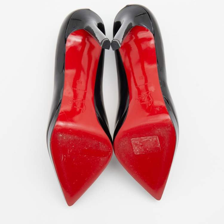 Pre Owned Christian Louboutin Black Patent Leather Pigalle Plato Pumps Size 39