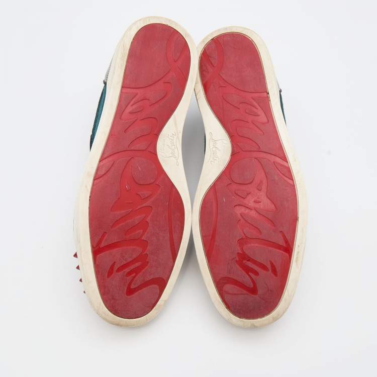 Pre Owned Christian Louboutin Multicolor Patent Leather and Suede Spike Accent Low Top Sneakers Size 38