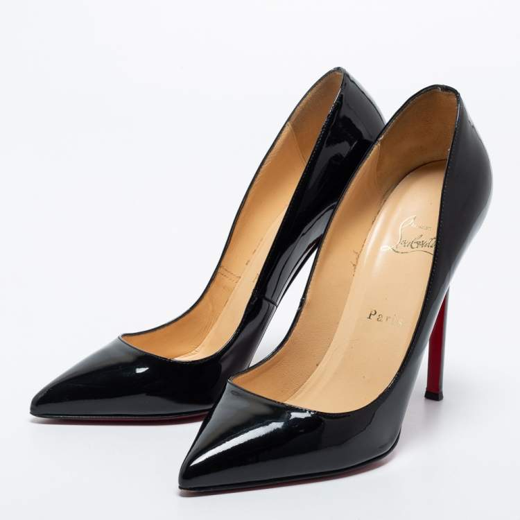 Pre Owned Christian Louboutin Black Patent Leather Pigalle Pumps Size 40