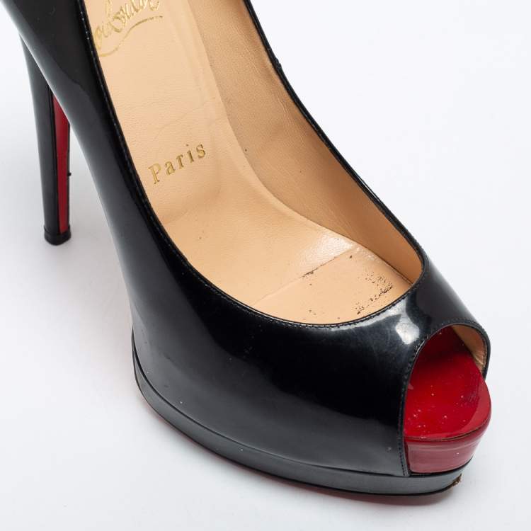 Pre Owned Christian Louboutin Black Patent Leather Altadama Platform Pumps Size 37.5