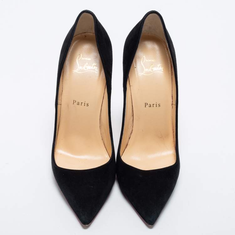 Pre Owned Christian Louboutin Black Suede So Kate Pumps Size 38.5