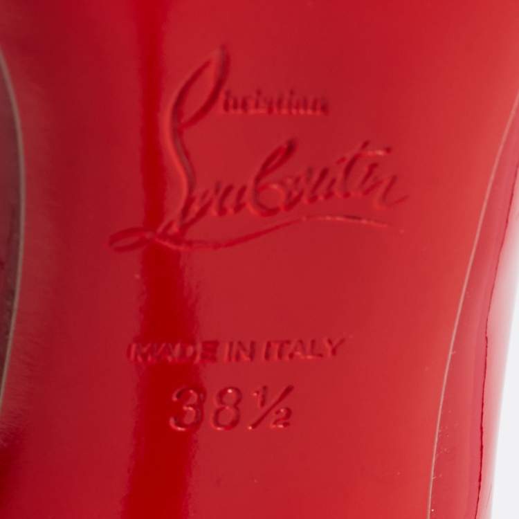 Pre Owned Christian Louboutin Red Patent Tibur Peep Toe Pumps Size 38.5