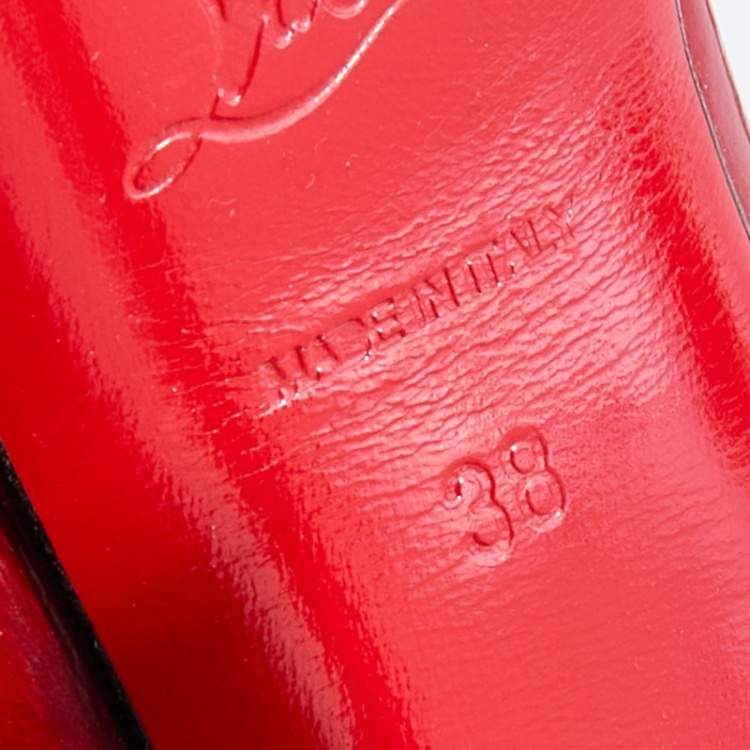 Pre Owned Christian Louboutin Red Eel Leather Lady Peep Toe Platform Pumps Size 38
