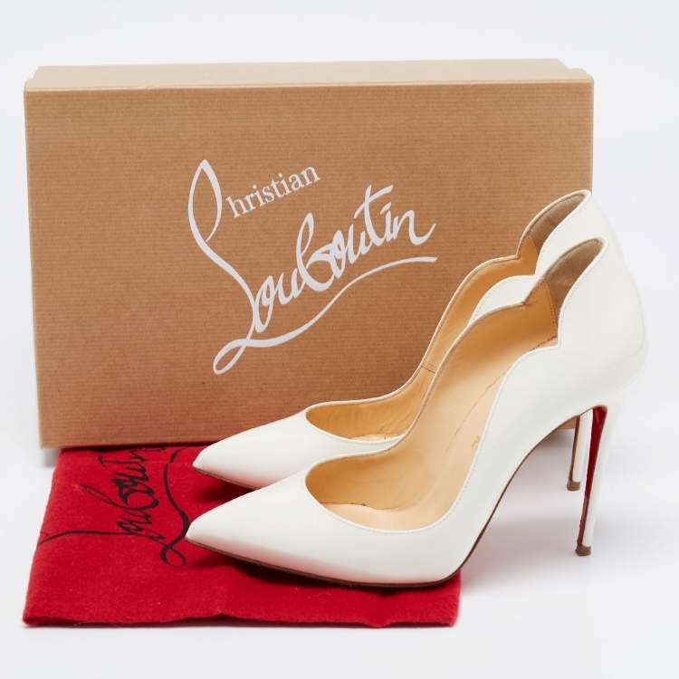 Pre Owned Christian Louboutin White Patent Leather Hot Chick Pumps Size 36