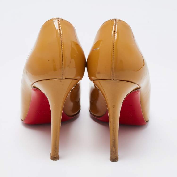 Pre Owned Christian Louboutin Mustard Patent Leather Simple Pumps Size 36.5