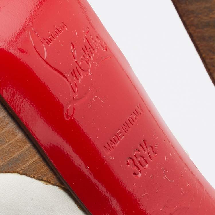 Pre Owned Christian Louboutin White Leather Criss Cross Ankle Strap Platform Sandals Size 36.5