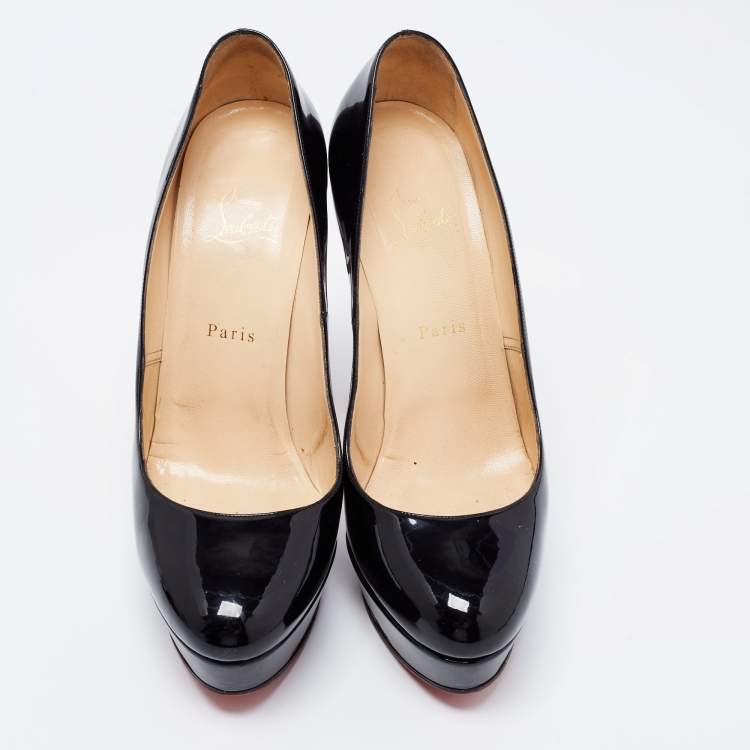 Pre Owned Christian Louboutin Black Patent Leather Bianca Platform Pumps Size 41