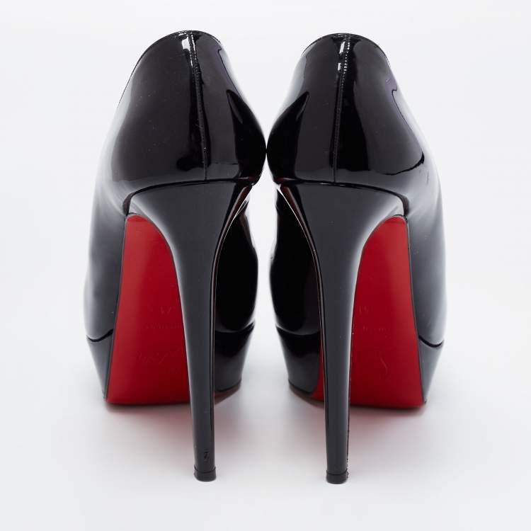 Pre Owned Christian Louboutin Black Patent Leather Bianca Platform Pumps Size 41