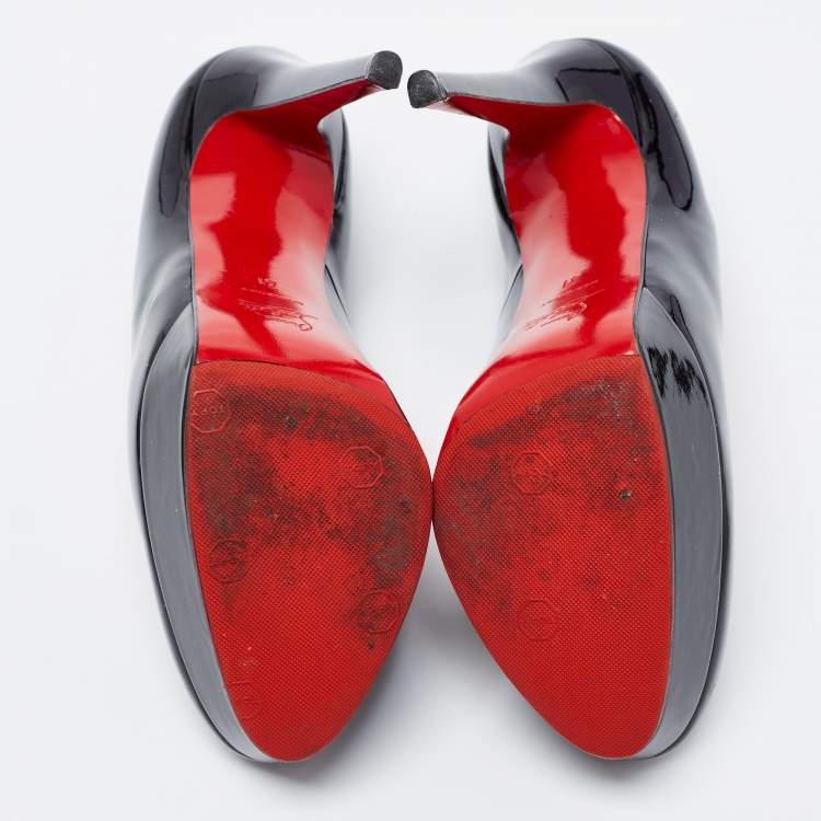 Pre Owned Christian Louboutin Black Patent Leather Bianca Platform Pumps Size 41