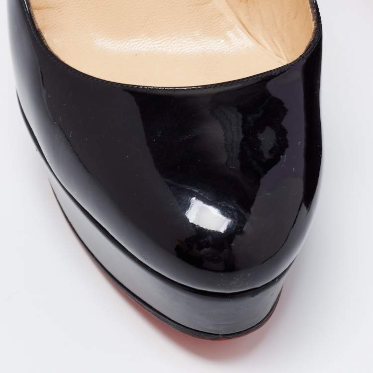 Pre Owned Christian Louboutin Black Patent Leather Bianca Platform Pumps Size 41