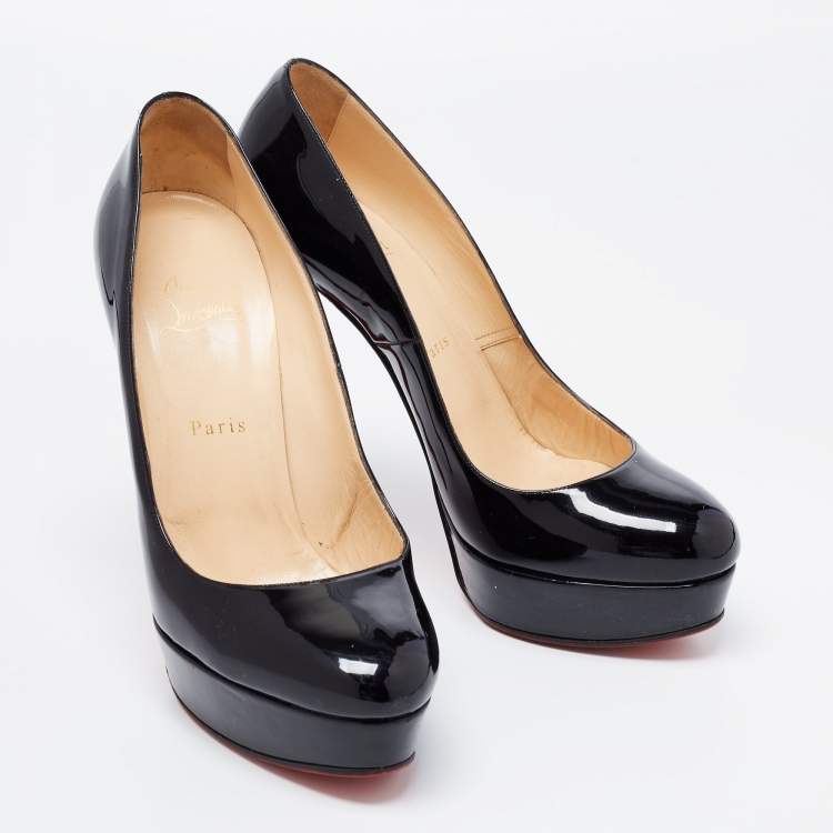 Pre Owned Christian Louboutin Black Patent Leather Bianca Platform Pumps Size 41