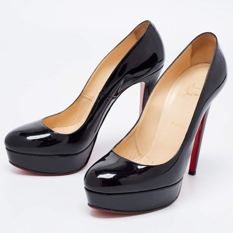 Pre Owned Christian Louboutin Black Patent Leather Bianca Platform Pumps Size 41