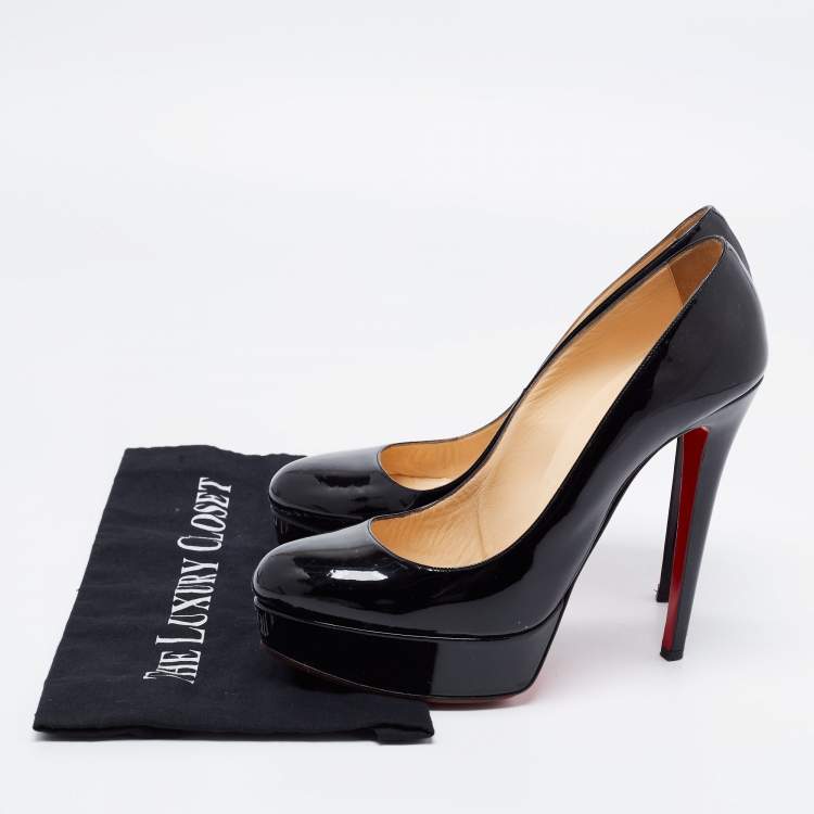 Pre Owned Christian Louboutin Black Patent Leather Bianca Platform Pumps Size 41