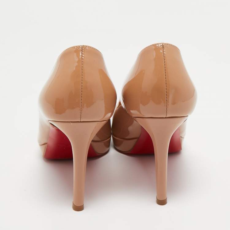 Pre Owned Christian Louboutin Beige Patent Leather New Simple Pumps Size 37