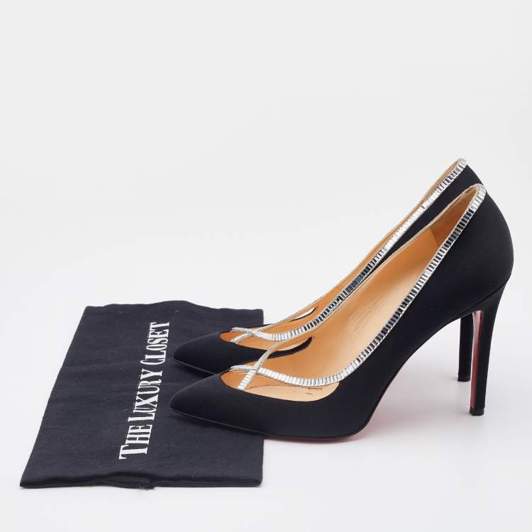 Pre Owned Christian Louboutin Black Satin Super Vic Pumps Size 40