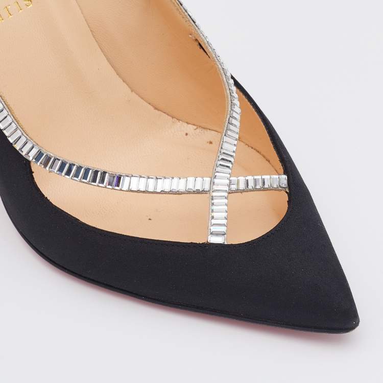 Pre Owned Christian Louboutin Black Satin Super Vic Pumps Size 40