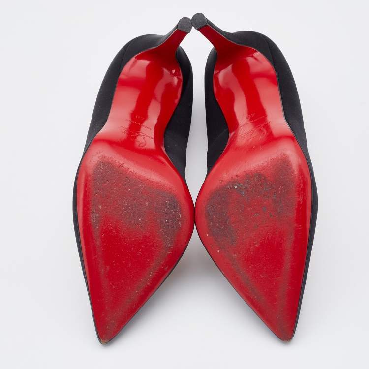 Pre Owned Christian Louboutin Black Satin Super Vic Pumps Size 40