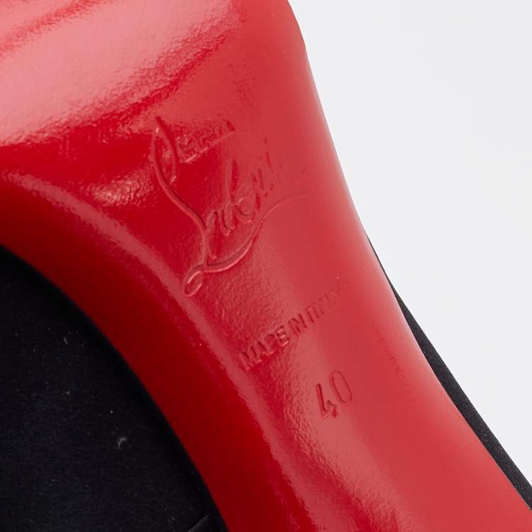 Pre Owned Christian Louboutin Black Satin Super Vic Pumps Size 40