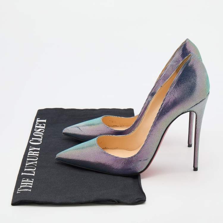 Pre Owned Christian Louboutin Multicolor Leather Tissu Scarabe So Kate Pumps Size 37.5