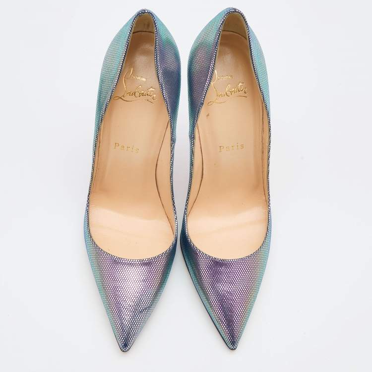 Pre Owned Christian Louboutin Multicolor Leather Tissu Scarabe So Kate Pumps Size 37.5