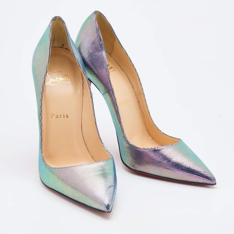 Pre Owned Christian Louboutin Multicolor Leather Tissu Scarabe So Kate Pumps Size 37.5