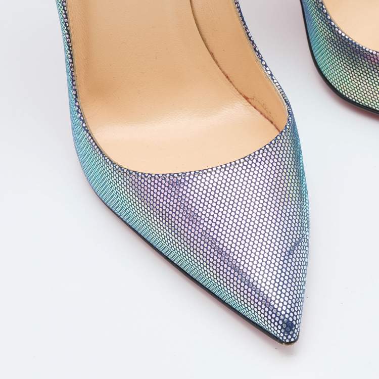 Pre Owned Christian Louboutin Multicolor Leather Tissu Scarabe So Kate Pumps Size 37.5