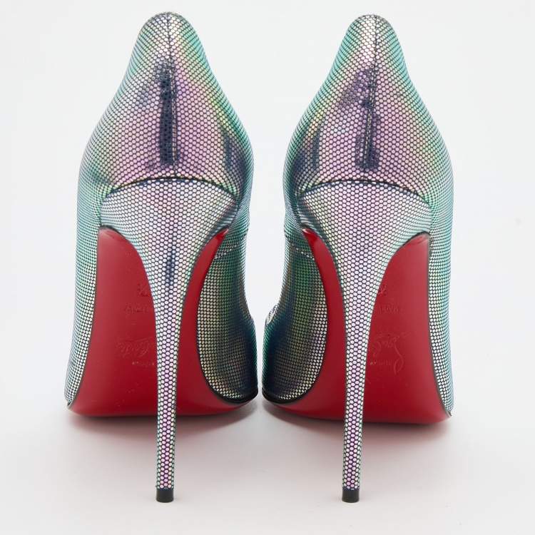 Pre Owned Christian Louboutin Multicolor Leather Tissu Scarabe So Kate Pumps Size 37.5