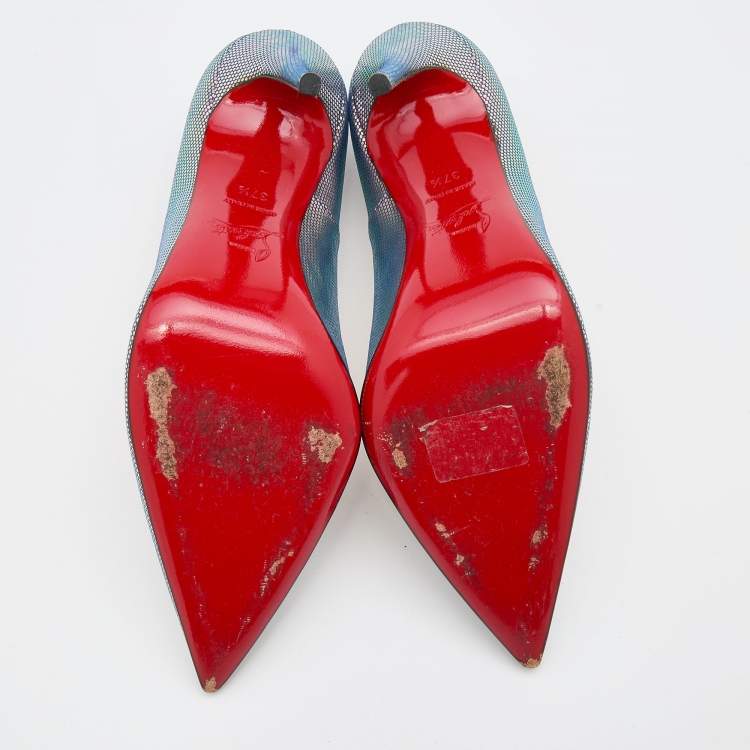 Pre Owned Christian Louboutin Multicolor Leather Tissu Scarabe So Kate Pumps Size 37.5