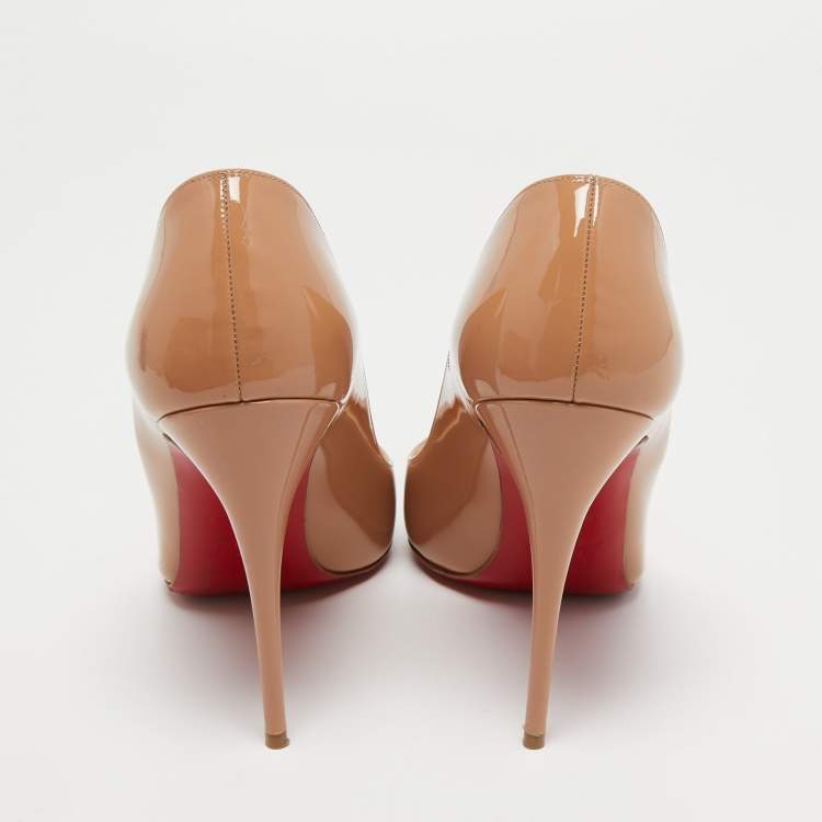 Pre Owned Christian Louboutin Beige Patent Leather Pigalle Follies Pumps Size 38