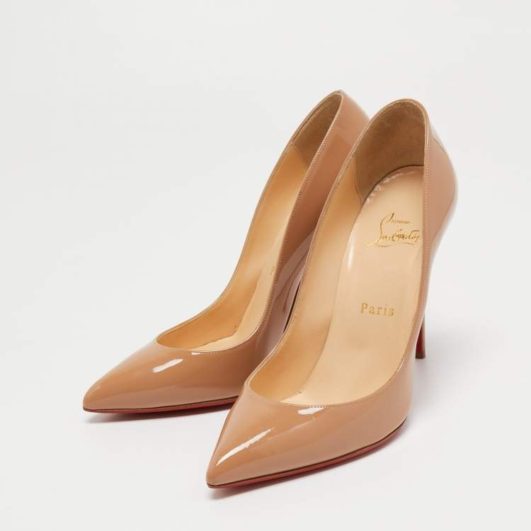 Christian Louboutin, Pigalle Follies 100 beige patent leather pumps