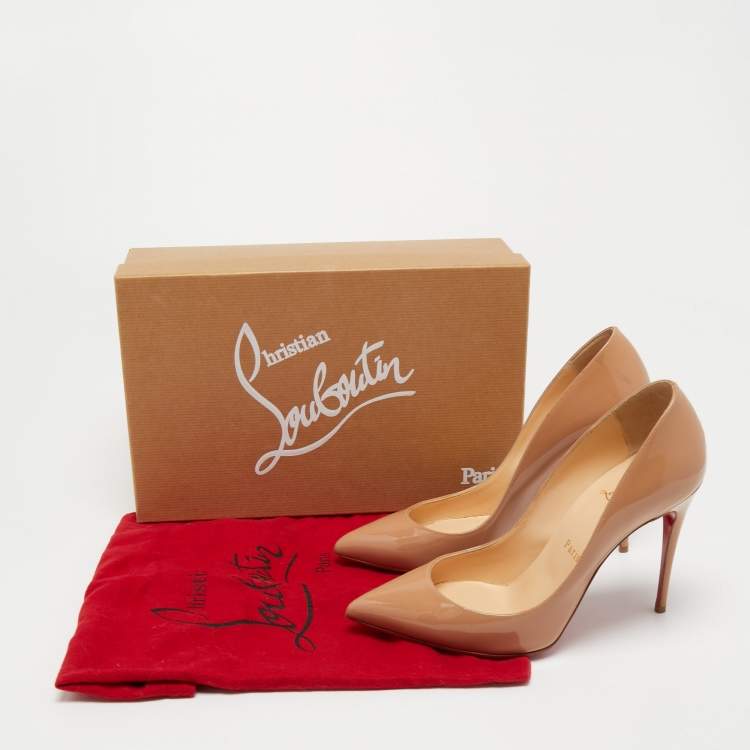 Pre Owned Christian Louboutin Beige Patent Leather Pigalle Follies Pumps Size 38